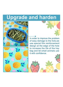Excefore 2 Pcs Rabbit Hay Feeder Bag, Hanging Feeding Storage Feeder Sack with 4 Holes for Small Animals Pets Bunny Hamster Guinea Pig (Pineapple, Strawberry)  - Image 5