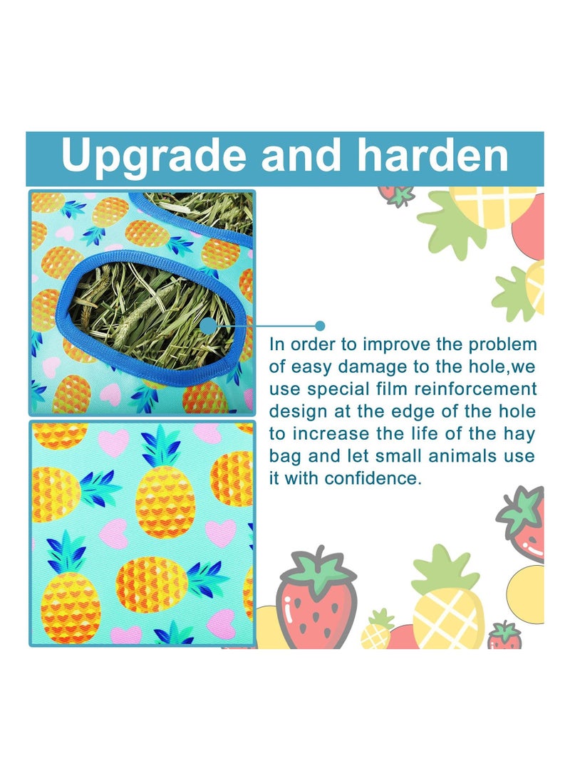 Excefore 2 Pcs Rabbit Hay Feeder Bag, Hanging Feeding Storage Feeder Sack with 4 Holes for Small Animals Pets Bunny Hamster Guinea Pig (Pineapple, Strawberry)  - Image 5