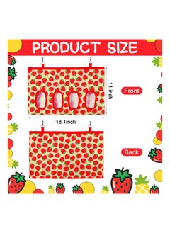 Excefore 2 Pcs Rabbit Hay Feeder Bag, Hanging Feeding Storage Feeder Sack with 4 Holes for Small Animals Pets Bunny Hamster Guinea Pig (Pineapple, Strawberry)  - Image 2