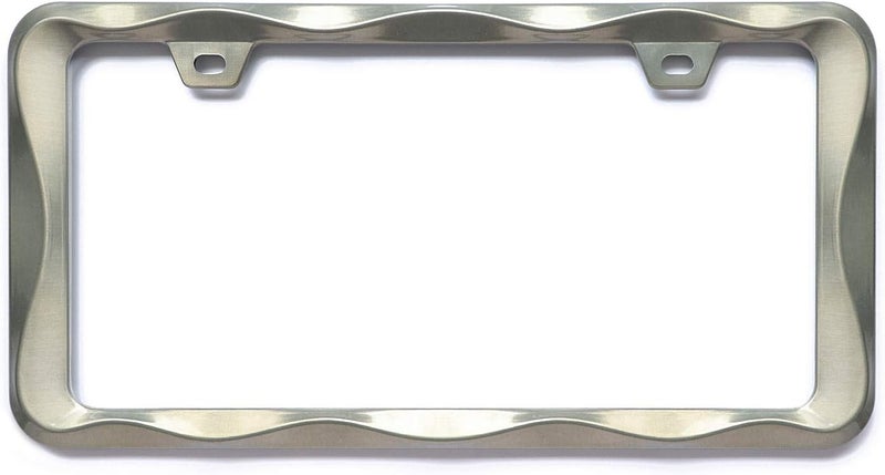 Sgooky 3D Curly Wave Pattern License Plate Holder Brush Nickel License Plate Frame from Pure Zinc Alloy Metal Perfect Plate Holder Consistent steady quality - Image 2