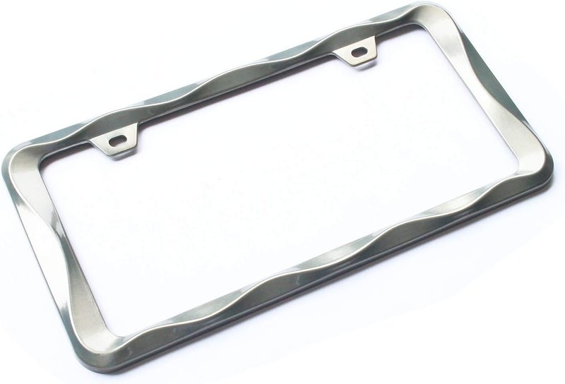 Sgooky 3D Curly Wave Pattern License Plate Holder Brush Nickel License Plate Frame from Pure Zinc Alloy Metal Perfect Plate Holder Consistent steady quality - Image 3
