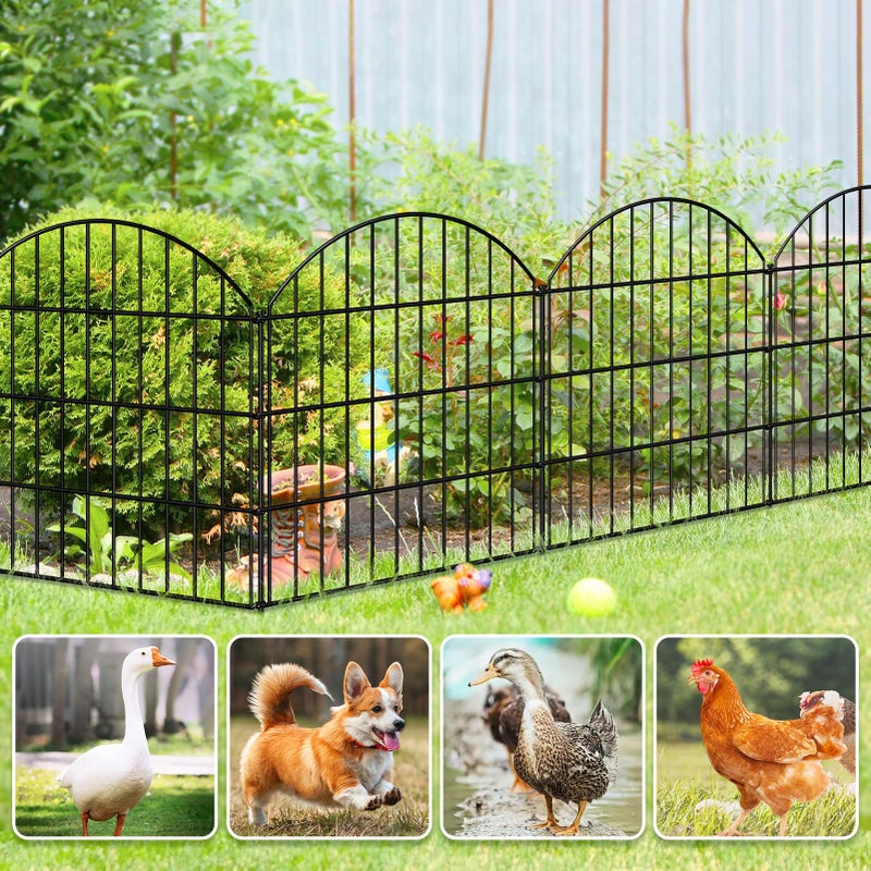 FOREHOGAR Metal Garden Fence 28in (H) x 11.7ft (L), 5 Panels + 6 Stakes Rustproof Border Fence Animal Barrier for Dog, No Dig Garden Fencing for Yard Flower Bed Patio Outdoor, CTW2828 Black - Image 5