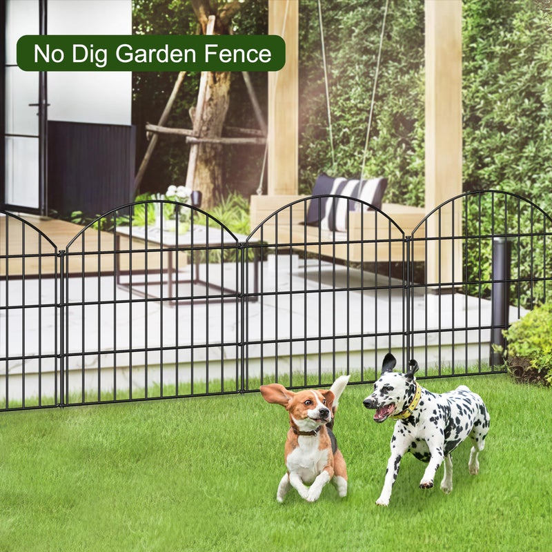 FOREHOGAR Metal Garden Fence 28in (H) x 11.7ft (L), 5 Panels + 6 Stakes Rustproof Border Fence Animal Barrier for Dog, No Dig Garden Fencing for Yard Flower Bed Patio Outdoor, CTW2828 Black - Image 2