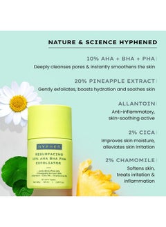 HYPHEN Resurfacing 10% Aha Bha Pha Exfoliator | Instant Exfoliation With 20% Pineapple Extract| Leave-On Exfoliating Serum |Smoothens Texture, Unclogs Pores, Non-Irritating | Facial For Men & Women - 50Ml  - Image 4