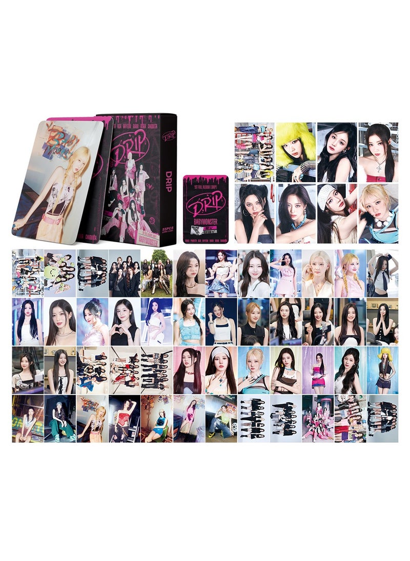 EHOME 55Pcs Babymonster Photo Cards 1St Full Album Drip Lomo Cards  - Image 2