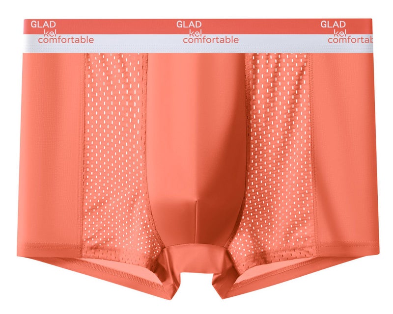 New Mens Boxer Briefs Cool Ice Silk Breathable Antimicrobial CORAL  - Image 1