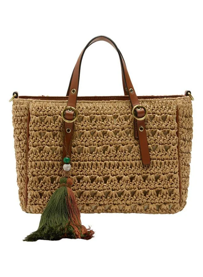 PARFOIS Straw-Effect Tote Bag With Crossbody Strap