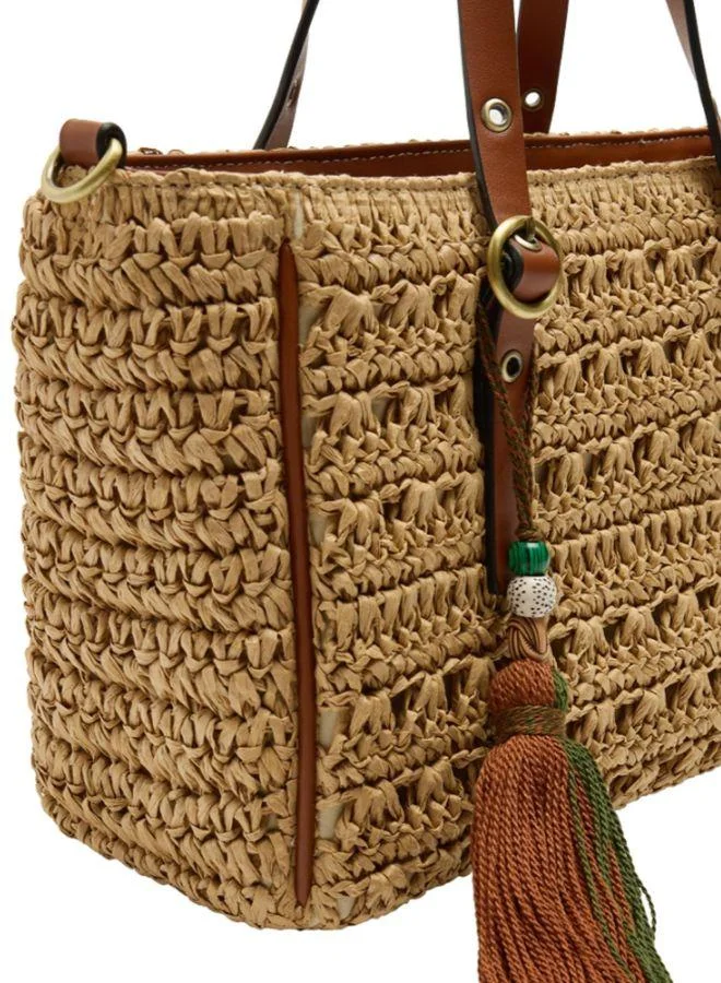 PARFOIS Straw-Effect Tote Bag With Crossbody Strap