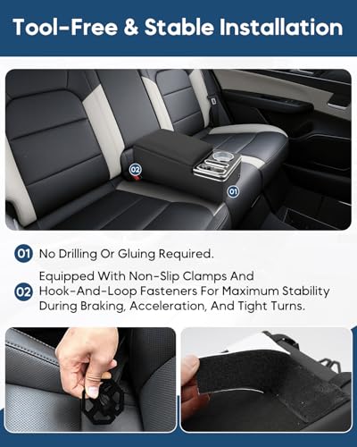 CEMOFE Upgraded Center Console, Truck Bench Front Seats Center Console Organizer and Storage, Cup & Phone Holder for Minivan, SUV, Middle Van - Image 2