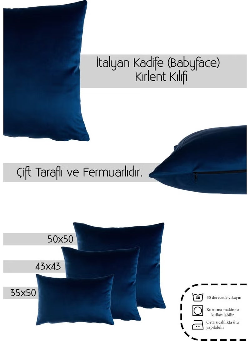 Cango Home Dark Blue Velvet (Babyface) Double Sided Throw Pillow Cover - Image 4