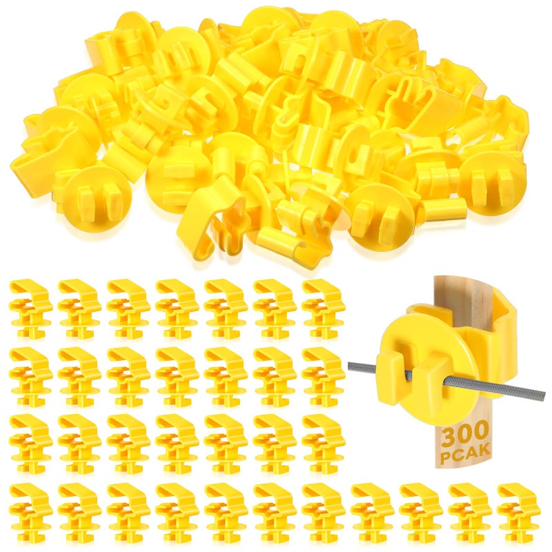 Geiserailie 150 Pcs T Post Insulators Shorter Wire Standard Snug Fitting T Post Clips Holding Insulators for Agricultural and Ranchers Yellow