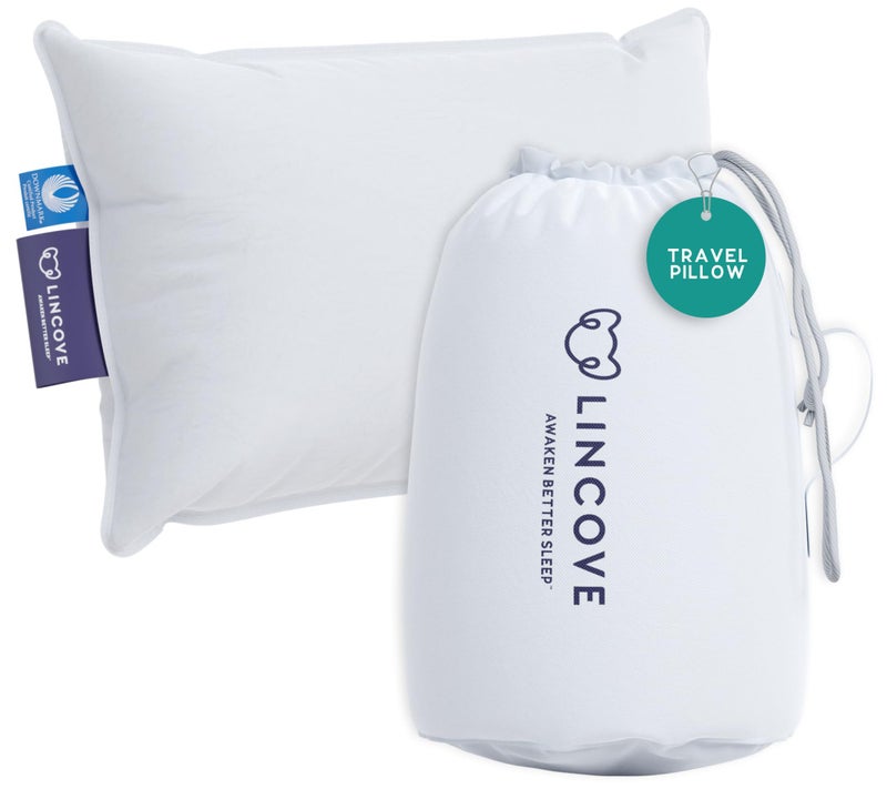 Lincove Lincove Canadian Down Feather Travel Pillow  Luxury Pillows to Support Head Neck While Sleeping on Airplanes Cars Hotels  Home  Comfortable Vacation Sleeping Essential 13x18 