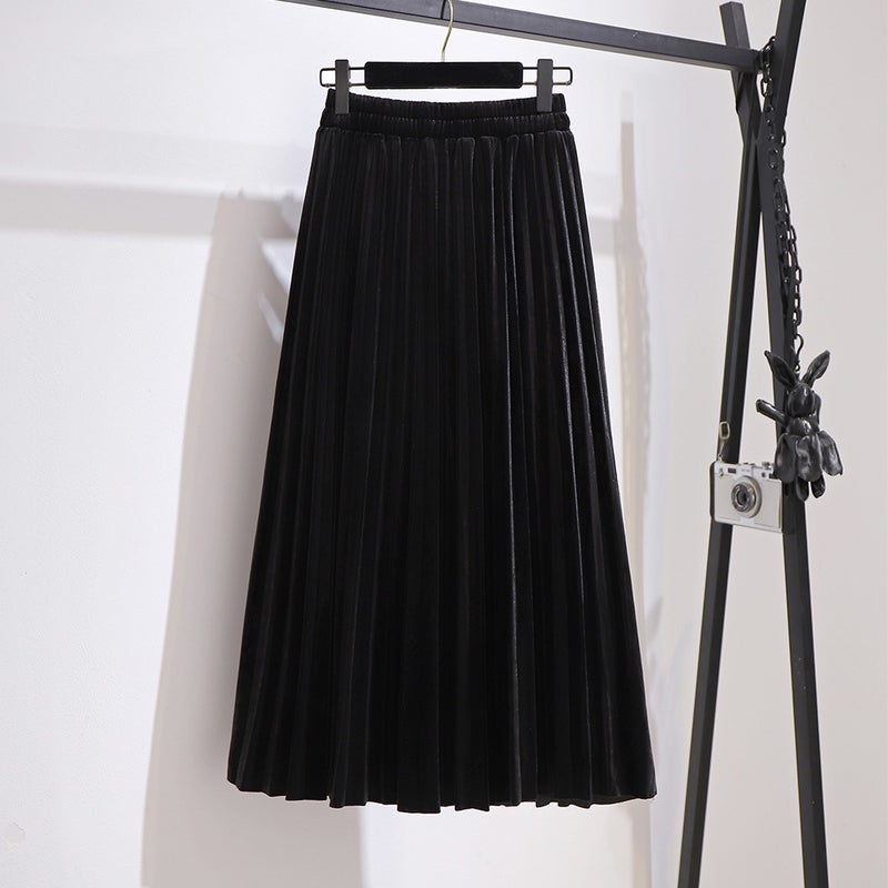 Plus Size Womens Pleated Skirt Autumn 2024 Black (delivered within 48 hours) 
