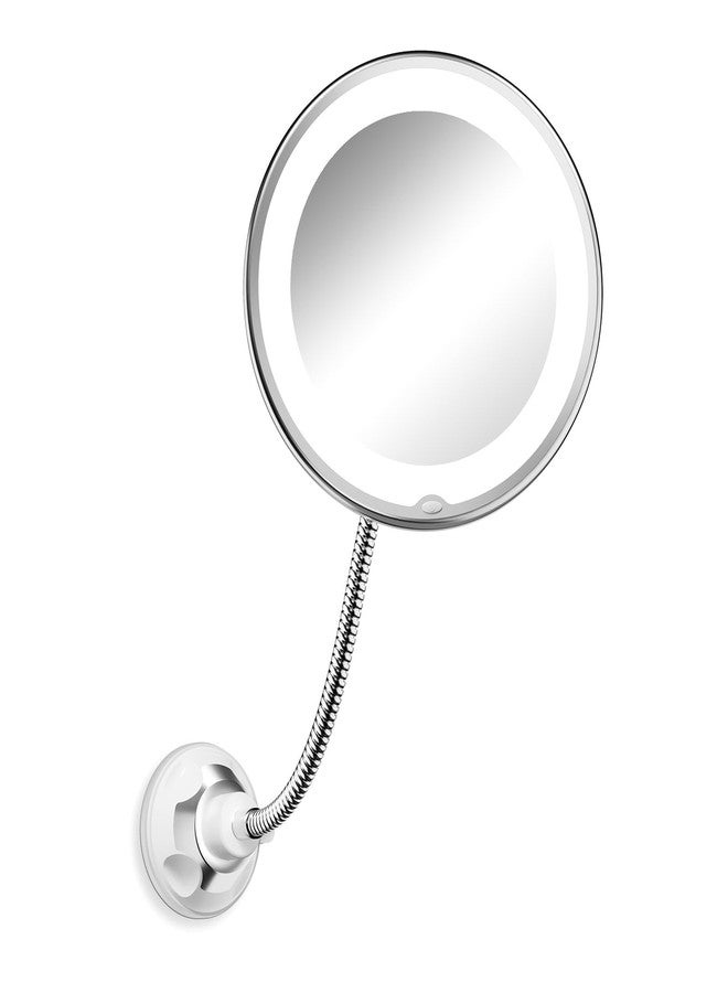 Brightown 10x Magnifying LED Lighted Makeup Mirror, 7" Flexible Goose-neck, 360° Swivel Wall Mirror, Bathroom Magnification LED Daylight Vanity Mirror with Suction Cup, Cordless, Bathroom & Travel Mirror - Image 1