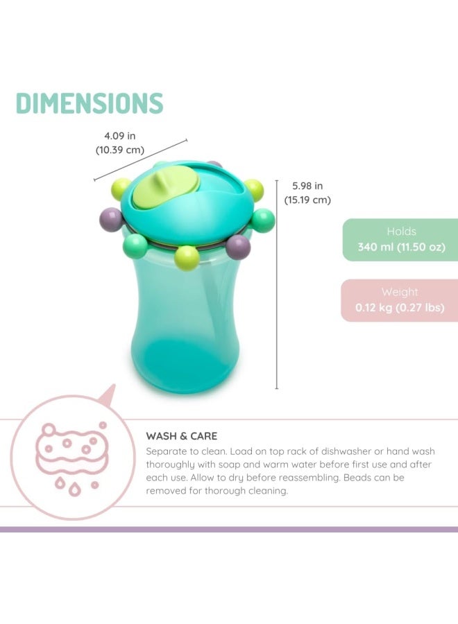 melii Spin Sippy Cup 11.5 oz - Fun & Educational Transition Straw Bottle for Babies, Toddlers, Kids - Spill Proof, Easy to Hold, BPA-Free, Ideal for On the Go Hydration Blue - Image 2