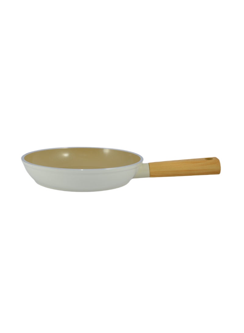 Homemaker Swiss Crystal High Quality Ceramic Coating Non-Stick Frypan - 20cm - Natural Wood Handle - Beige - Image 1