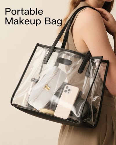 Vlando Travel Makeup Bag,Small Makeup Pouch Cosmetic Bag for Women Makeup Organizer Bag Gifts for Women Girlfriend Teacher Mom Brithday Gifts-White - Image 5