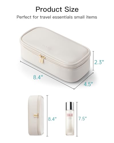 Vlando Travel Makeup Bag,Small Makeup Pouch Cosmetic Bag for Women Makeup Organizer Bag Gifts for Women Girlfriend Teacher Mom Brithday Gifts-White - Image 2