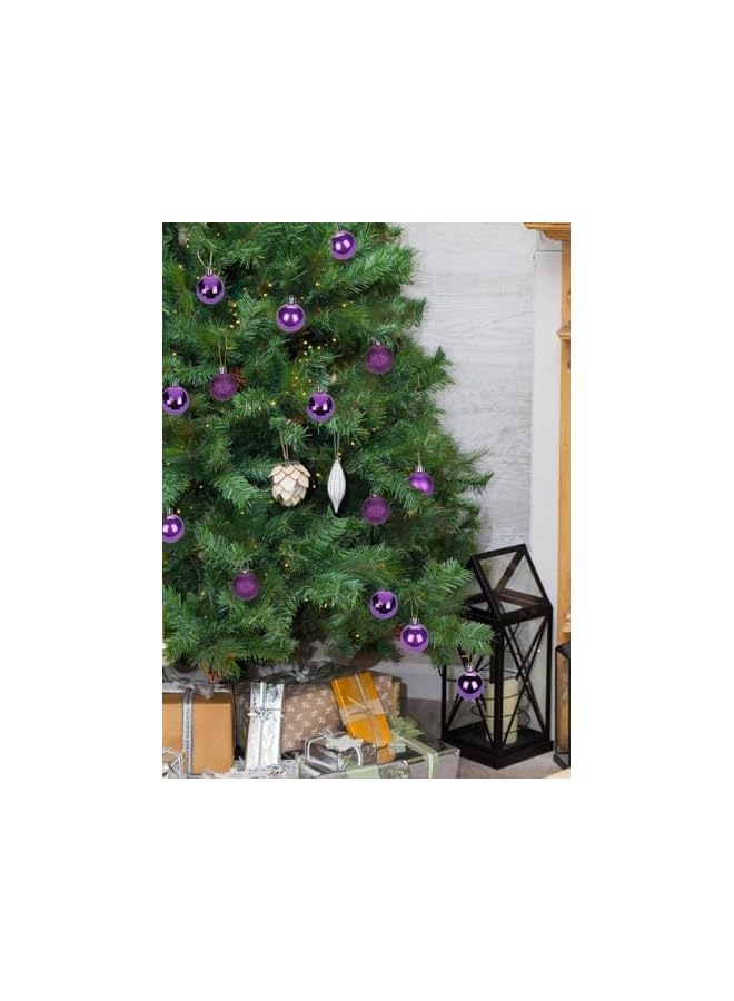 The Bros 10CM Purple Christmas Ball Ornaments - Set of 6, Xmas Tree Baubles, Elegant Holiday Decorations for Tree, Home, Office, and Party Décor - Image 4
