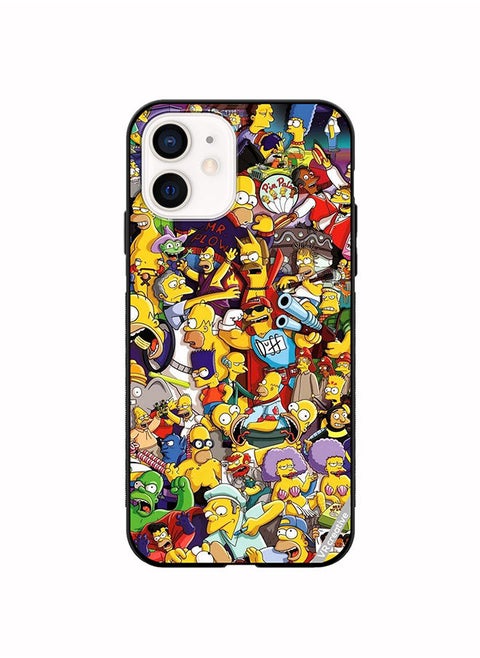 Protective Case Cover For Apple iPhone 12 Simpsons Design Multicolour