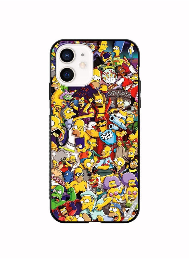 Protective Case Cover For Apple iPhone 12 Simpsons Design Multicolour