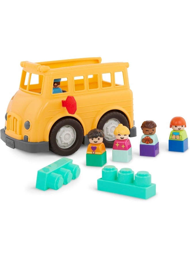 BATTAT Toy School Bus, Five Figures Including Driver, Loc-Bloc School Bus And Build On Vehicle Toy, Pre School Toys, Best Gift For Babies And Toddlers - Image 1