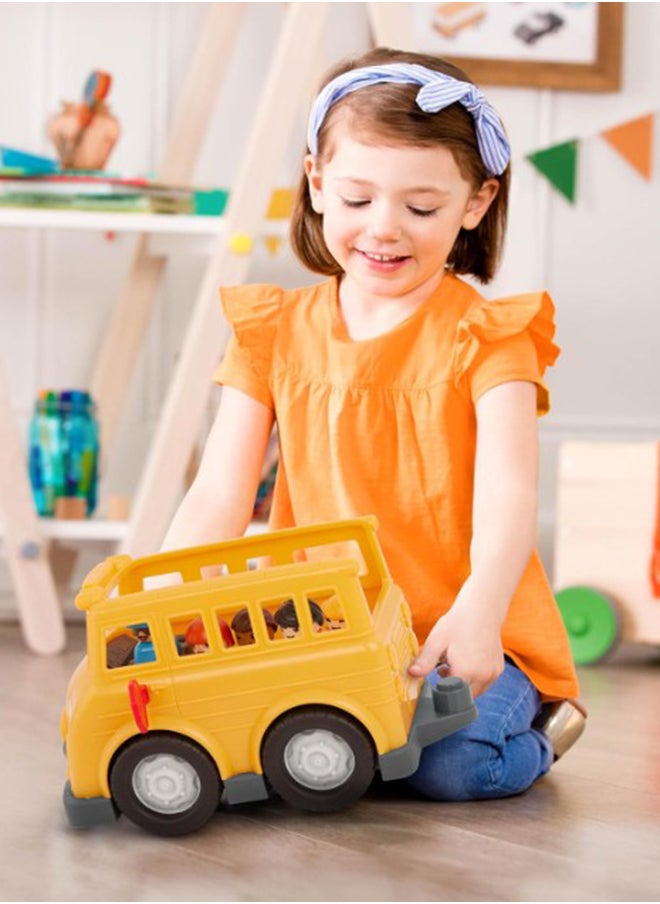 BATTAT - Toy School Bus, Five figures including Driver, Loc-Bloc School Bus and Build on Vehicle Toy, Pre School Toys, Best Gift for Babies and Toddlers - Image 1