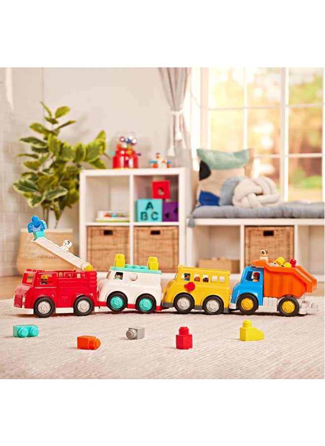 BATTAT - Toy School Bus, Five figures including Driver, Loc-Bloc School Bus and Build on Vehicle Toy, Pre School Toys, Best Gift for Babies and Toddlers - Image 1