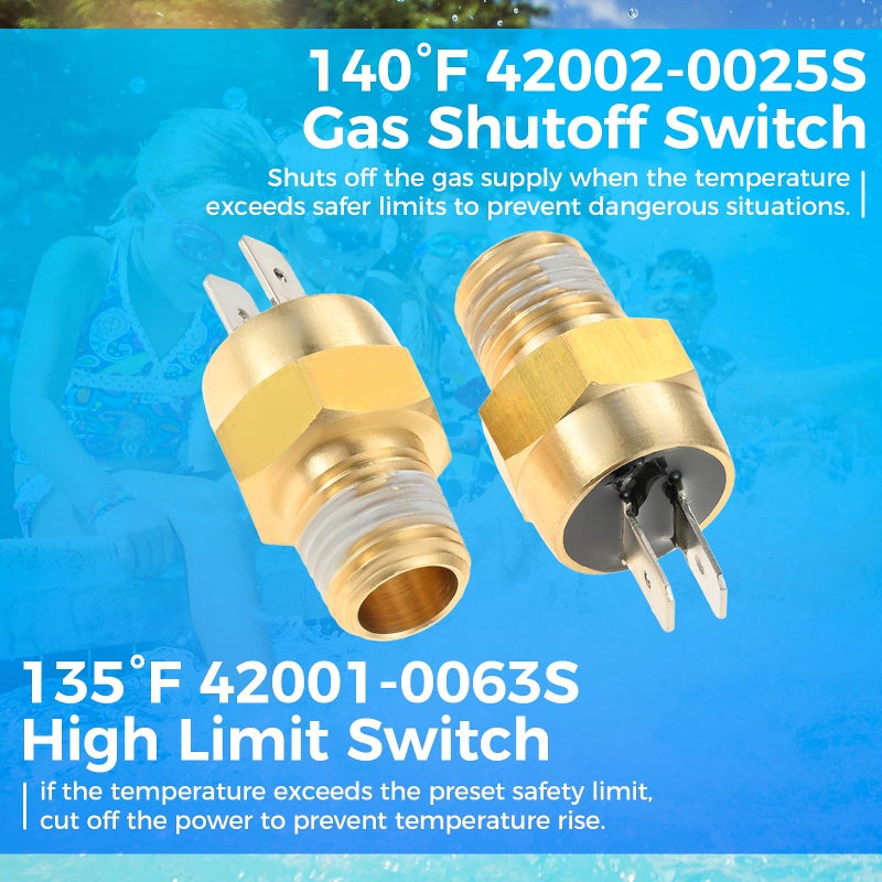 Lemfema Pool Heater Repair Kit 42002-0024S Stack Flue Sensor 42001-0053S Heater Thermistor, 42001-0060S 42002-0025S 42001-0063S High Limit Switch, Compatible with Pentair Master Temp & Max-E Therm - Image 5