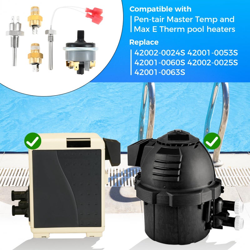 Lemfema Pool Heater Repair Kit 42002-0024S Stack Flue Sensor 42001-0053S Heater Thermistor, 42001-0060S 42002-0025S 42001-0063S High Limit Switch, Compatible with Pentair Master Temp & Max-E Therm - Image 2