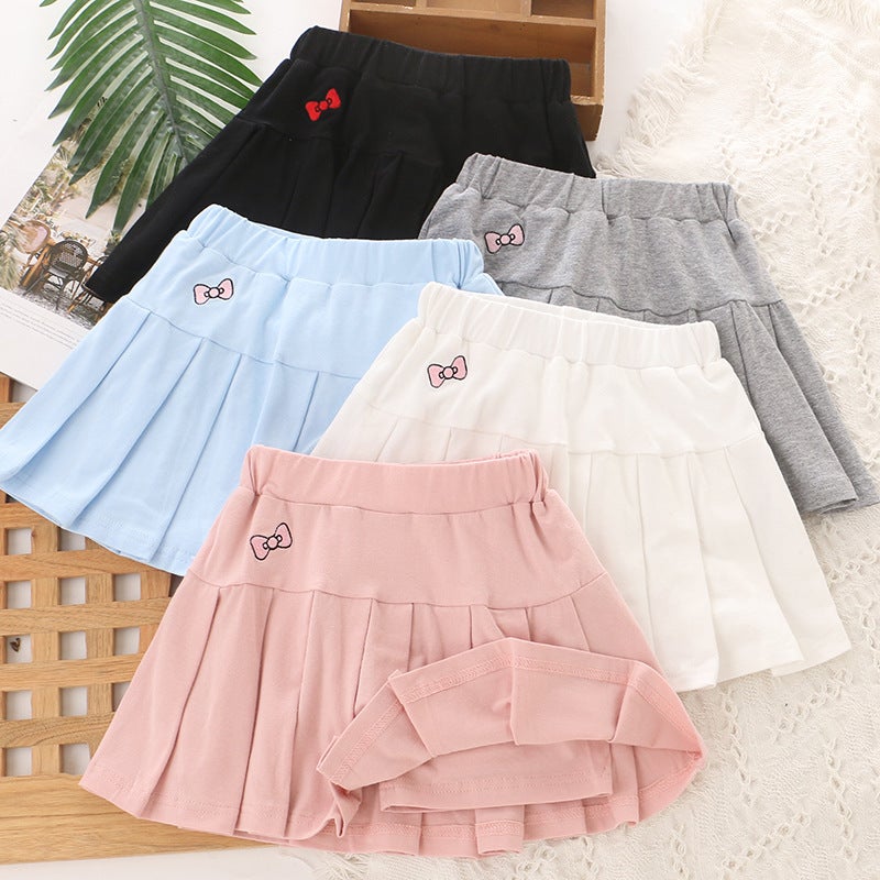 2025 childrens clothing summer new girls pleated skirt skirt JK skirt anti-light skirt cross-border foreign trade a generation of hair White  - Image 2