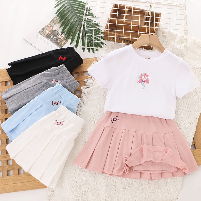 2025 childrens clothing summer new girls pleated skirt skirt JK skirt anti-light skirt cross-border foreign trade a generation of hair White  - Image 4