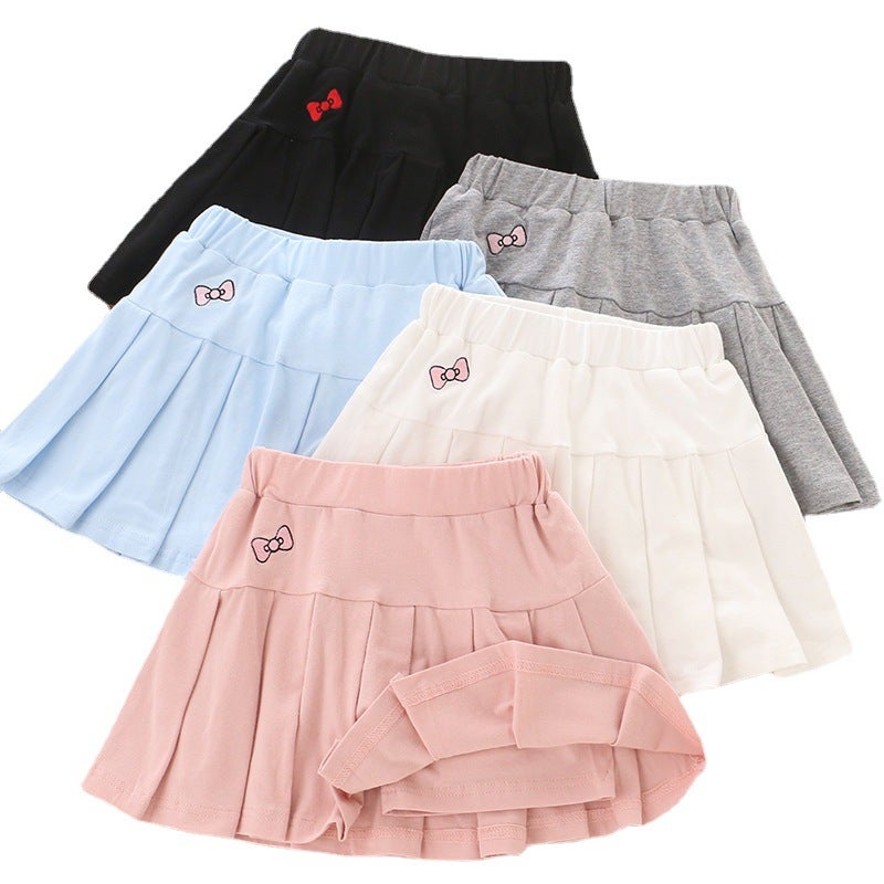 2025 childrens clothing summer new girls pleated skirt skirt JK skirt anti-light skirt cross-border foreign trade a generation of hair White