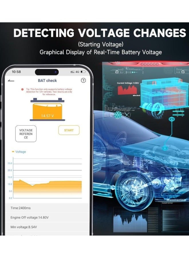 Ancel BD200 OBD2 Scanner Bluetooth - Code Reader Check Engine Diagnostic Scan Tools with Car Battery Test, Exclusive App On iOS & Android, Wireless OBDII Adapter Works for 1996 Newer Vehicles - Image 3