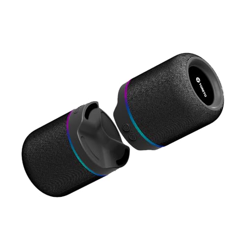 Toreto Twin Magno Magnetic Wireless Bluetooth Speaker 16W | Detachable Dual Speakers, RGB Lights, 6H Playtime, TWS Stereo Mode, Type-C Charging | Portable Wireless Speaker (Black) - Image 1