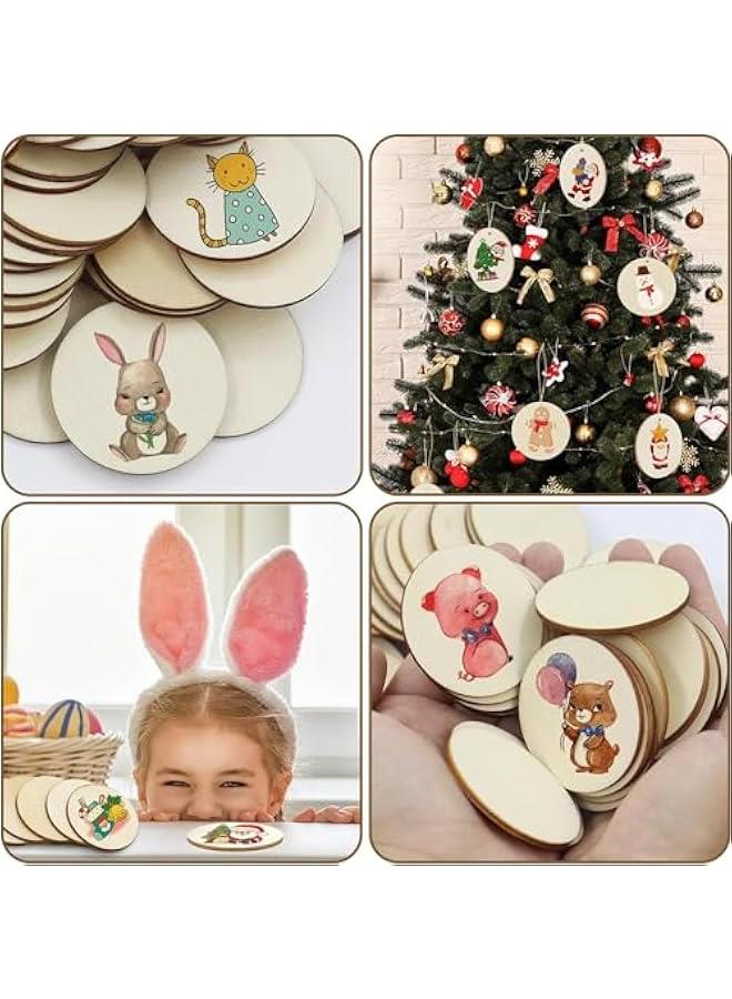 Arabest 300 Pcs Unfinished Wood Circle Round Disc Blank Natural Wooden Cutout Ornaments for Decoration DIY Craft Art Supplies (Round 1 x 1 x 0.12 inches) - Image 4