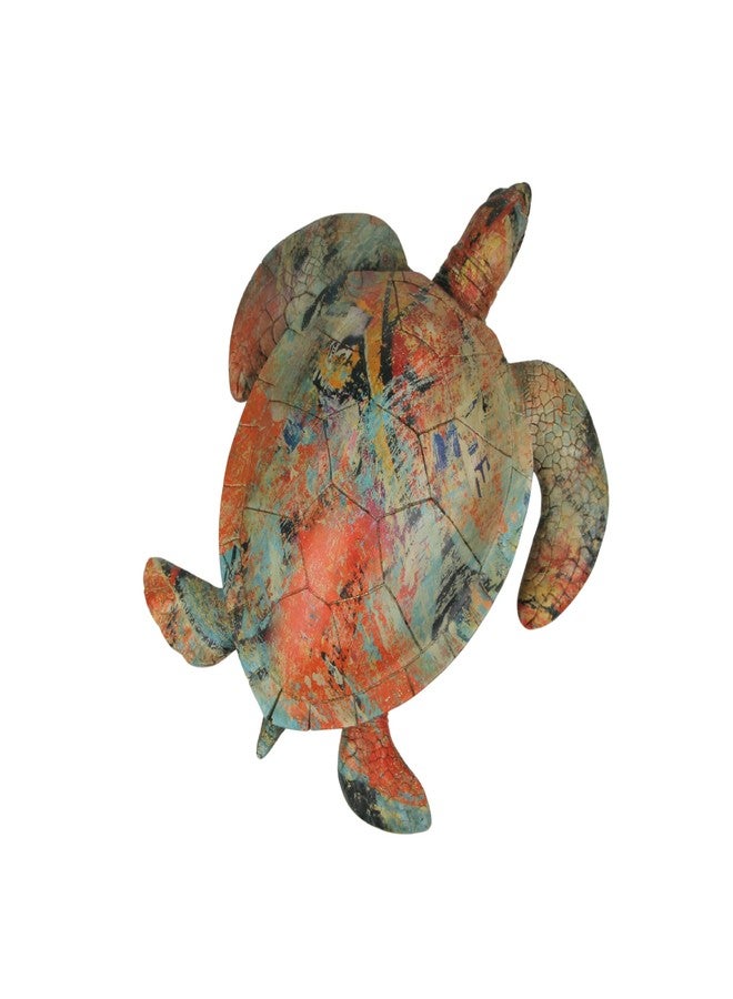 Things2Die4 Multicolor Abstract Finish Sea Turtle Decorative Statue – Resin Coastal Wildlife Figurine – 12 Inches Long, 10 Inches Wide – Unique Ocean-Inspired Home Decor, Coastal Accent - Image 1
