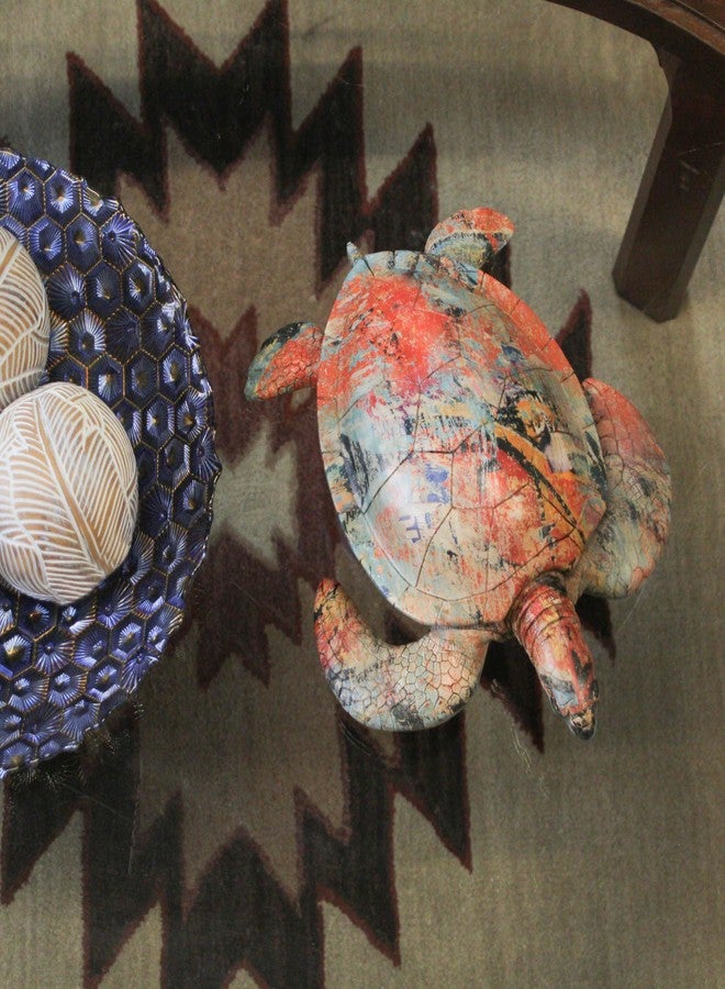 Things2Die4 Multicolor Abstract Finish Sea Turtle Decorative Statue – Resin Coastal Wildlife Figurine – 12 Inches Long, 10 Inches Wide – Unique Ocean-Inspired Home Decor, Coastal Accent - Image 5