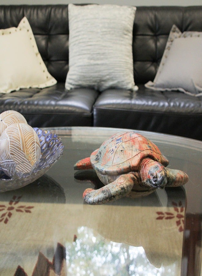 Things2Die4 Multicolor Abstract Finish Sea Turtle Decorative Statue – Resin Coastal Wildlife Figurine – 12 Inches Long, 10 Inches Wide – Unique Ocean-Inspired Home Decor, Coastal Accent - Image 4