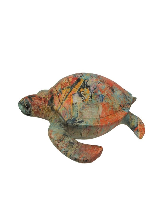 Things2Die4 Multicolor Abstract Finish Sea Turtle Decorative Statue – Resin Coastal Wildlife Figurine – 12 Inches Long, 10 Inches Wide – Unique Ocean-Inspired Home Decor, Coastal Accent - Image 3