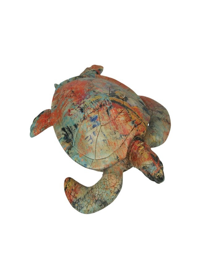 Things2Die4 Multicolor Abstract Finish Sea Turtle Decorative Statue – Resin Coastal Wildlife Figurine – 12 Inches Long, 10 Inches Wide – Unique Ocean-Inspired Home Decor, Coastal Accent - Image 2