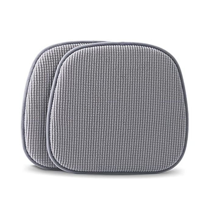 SET OF 2 CHAIR CUSHION MEMORY FOAM PADS NON SLIP HONEYCOMB PATTERN SQUARE 15 X 16 SEAT COVER ULTIMATE COMFORT AND SOFTNESS CUSHIONS2PACKGREY