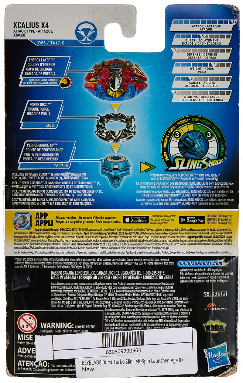 Beyblade Burst Turbo Slingshock Xcalius X4 Starter Pack  Battling Top and RightLeftSpin Launcher Age 8 - Image 3