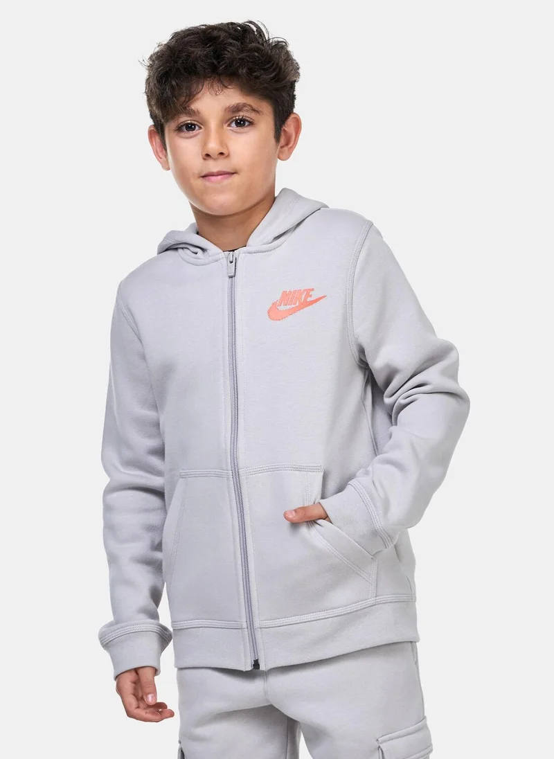 نايكي Kids' Sportswear Fleece Full-Zip Graphic Hoodie