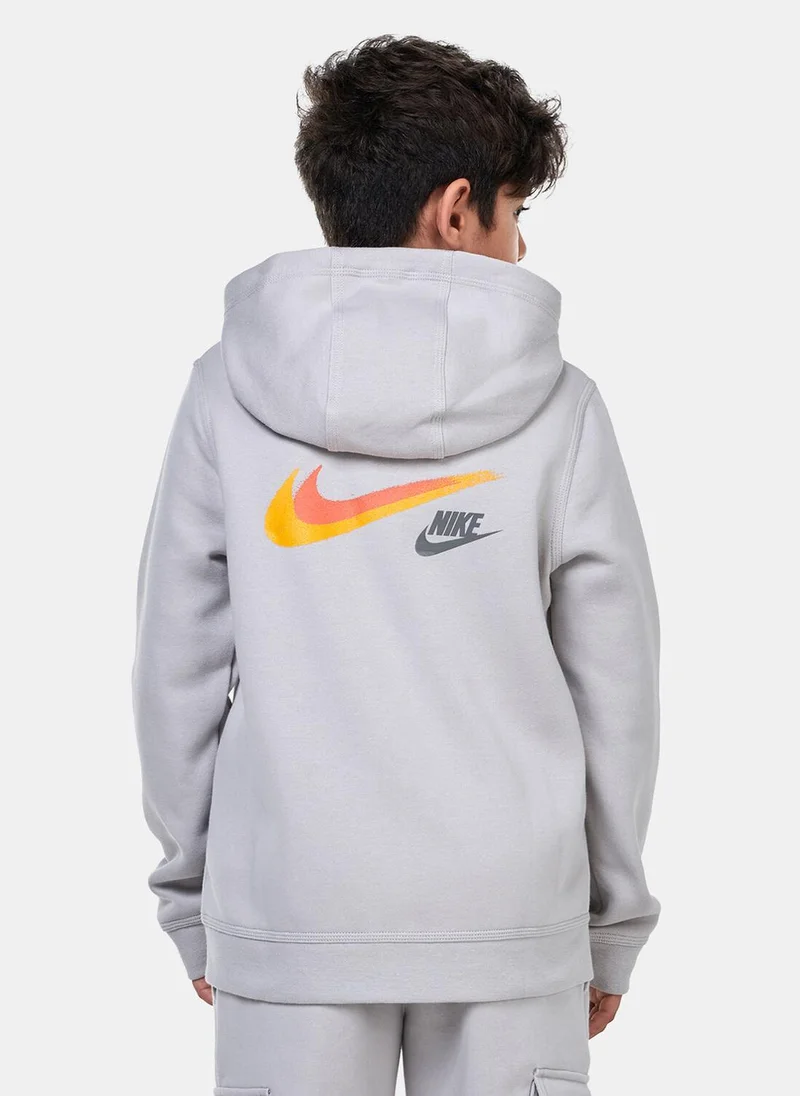 نايكي Kids' Sportswear Fleece Full-Zip Graphic Hoodie