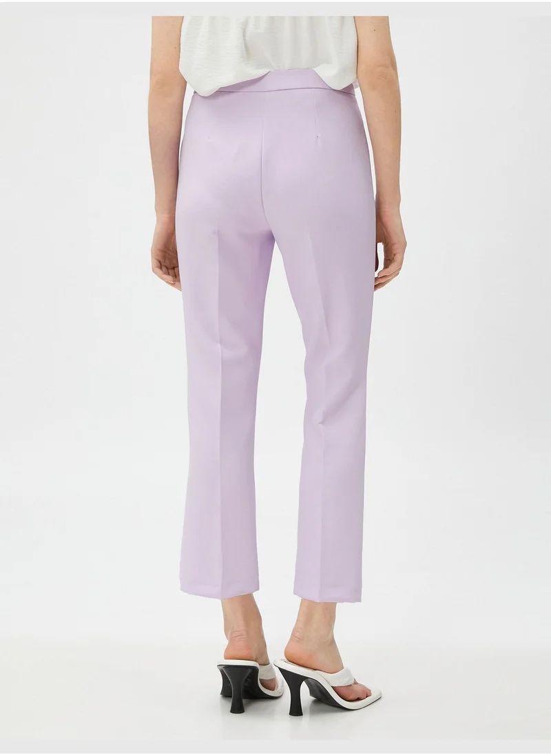 KOTON Crop Trousers Ribbed High Rise