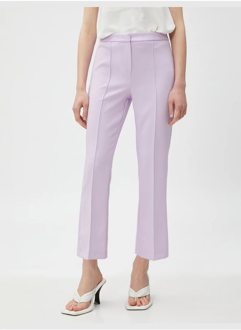 KOTON Crop Trousers Ribbed High Rise