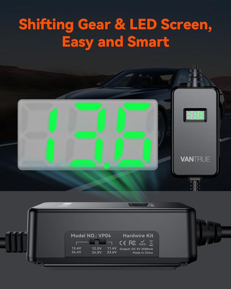 VANTRUE 10ft USB-C USB LED Screen OBD Hardwire Power Cable, 3 Gear Shifting, Low Voltage Protection for Parking Mode, for E1 Pro,N4 Pro S,N5(S),N4(S),S1 Pro(Max),N2X,E360/ACE,E1 Lite, E2 Dash Cam - Image 4