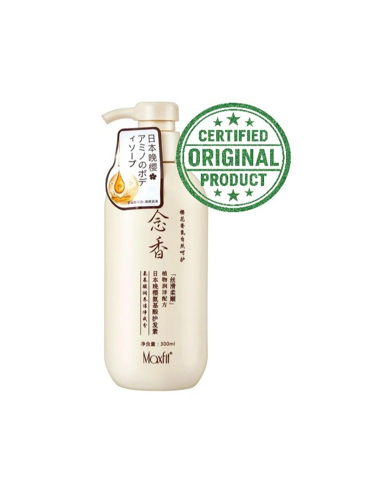 Maxfit Sakura Japanese Hair Growth 2-in-1 Shampoo & Conditioner 300ml – Anti-Hair Loss, Hair Thinning & Weak Hair Treatment | Strengthening, Thickening & Nourishing Formula for Smooth, Shiny, and Healthy Hair | Japanese Hair Care Solution for Women & Men - Image 1