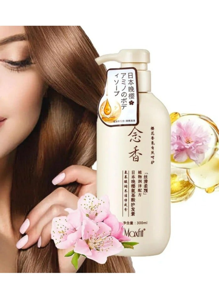 Maxfit Sakura Japanese Hair Growth 2-in-1 Shampoo & Conditioner 300ml – Anti-Hair Loss, Hair Thinning & Weak Hair Treatment | Strengthening, Thickening & Nourishing Formula for Smooth, Shiny, and Healthy Hair | Japanese Hair Care Solution for Women & Men - Image 3